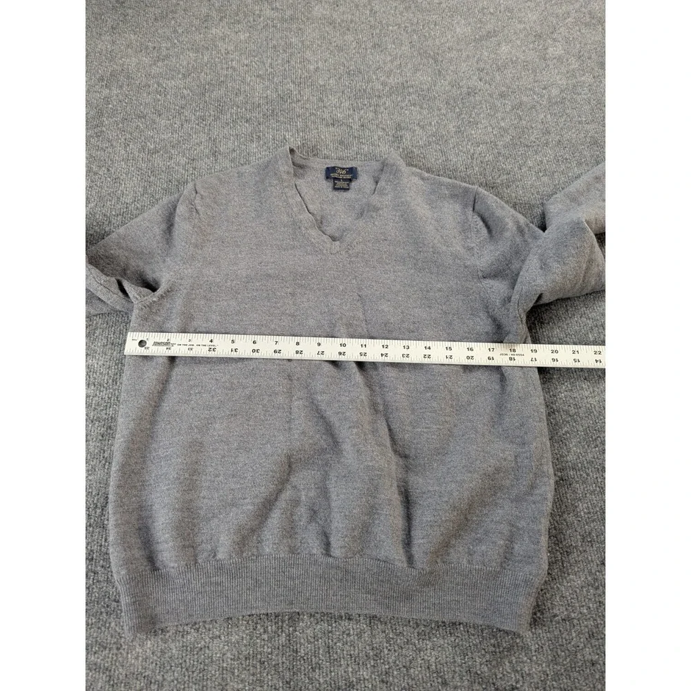 Brooks Brothers Sweater Mens Large Merino Wool Grey V-Neck  346